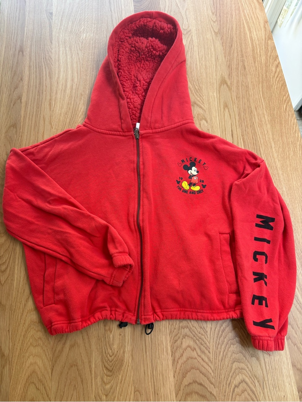 Disney Red Mickey Graphic Sherpa-Lined Zip Hoodie